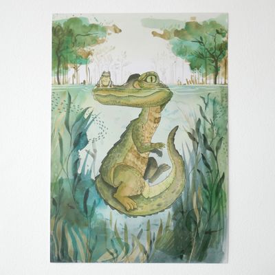 Handgemaakte wenskaart - Crocodile A3 - Mags Up Your Mind